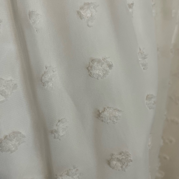 TLULY Polka Dot Sheer V-Neck Empire Waist Top - Picture 3 of 8